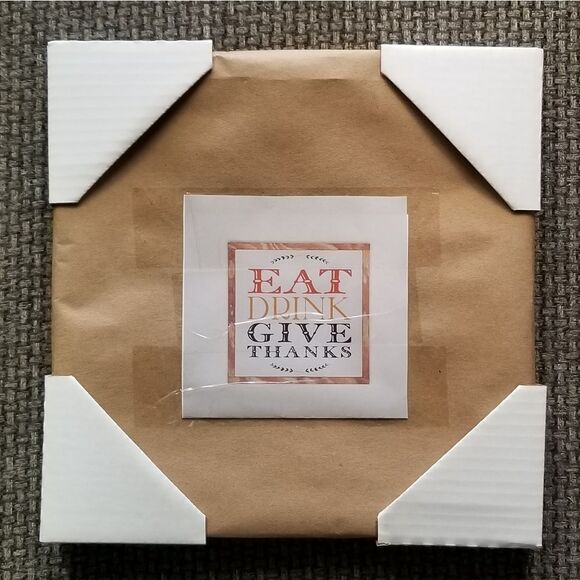 EAT Drink Give Thanks Framed Wood Sign Thanksgiving Holiday Decor Farmho… - Picture 5 of 5